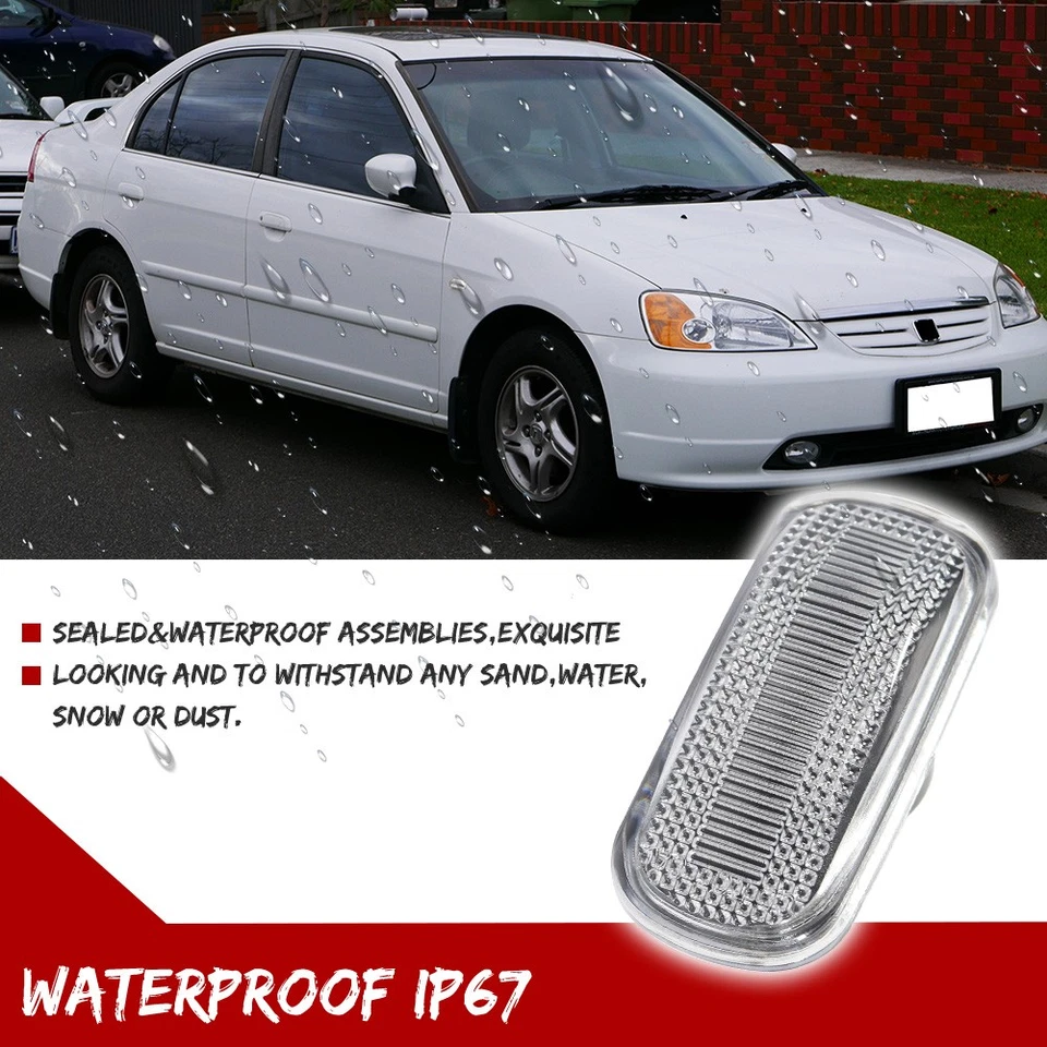 Carcasas de luces de señalización laterales para Honda Civic 2001-09 negras/claras lentes Foto 4 de 4