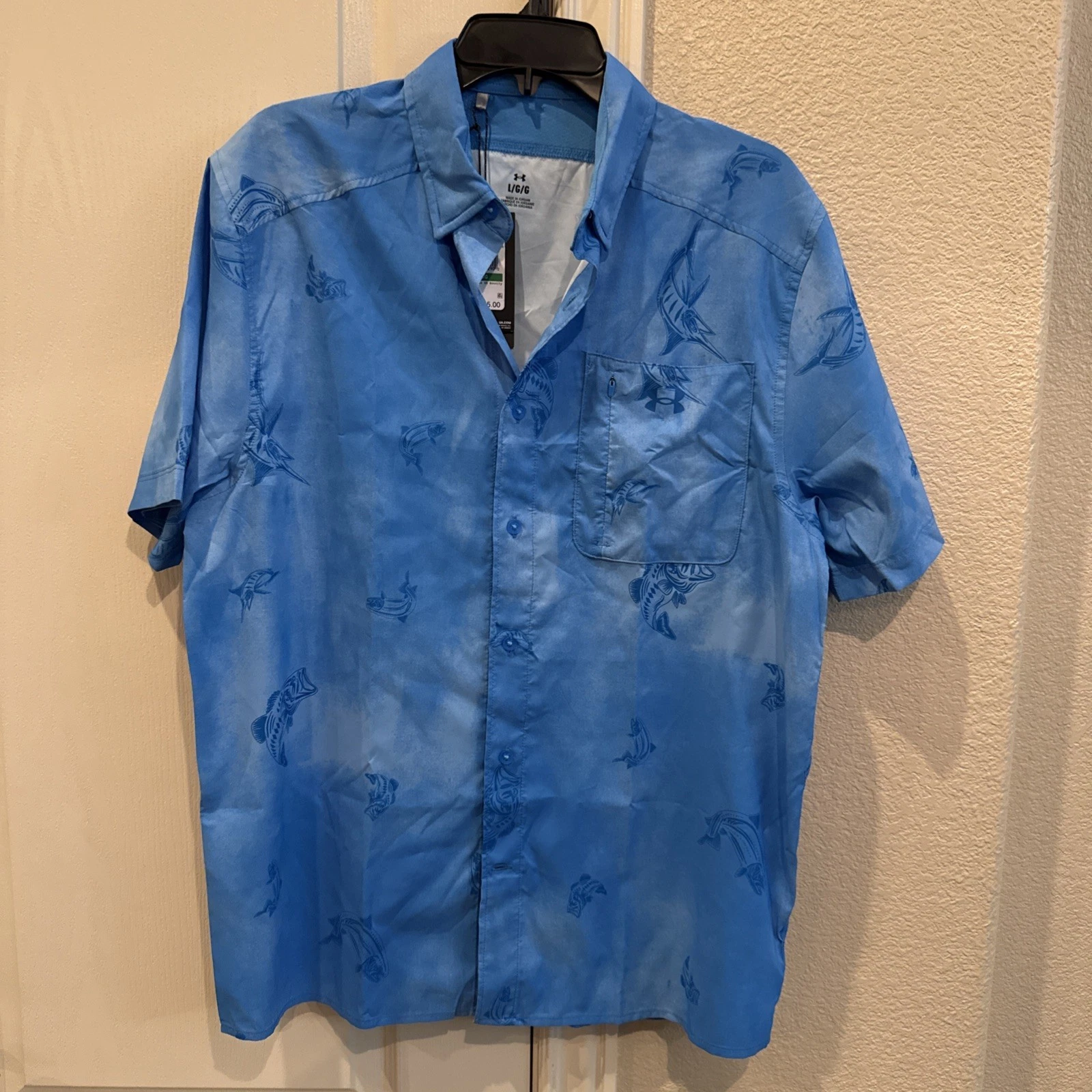 NWT UNDER URMOUR UA Dockside UPF 30+ Men's Short Sleeve Shirt 1376577 Large Blue
