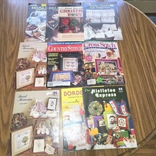 Lot of 9 Counted Cross Stitch Patterns Instructions Booklets Magazines