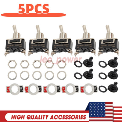 5X Waterproof SPST Toggle Switch ON/OFF 15A 250V 2 Terminal For Car Boat