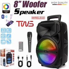 8'' Subwoofer Portable Bluetooth Party Speaker Heavy Bass PA System W/Mic TWS