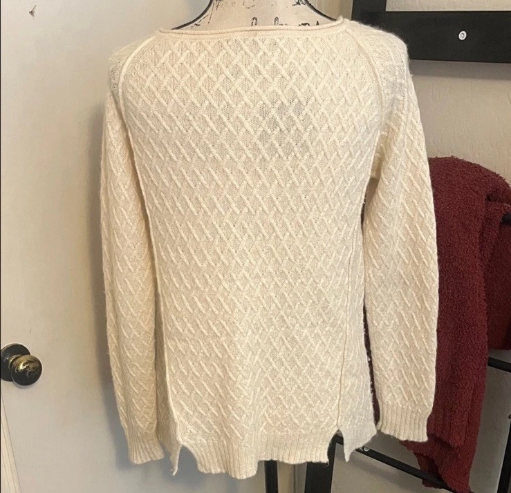 Suéter Pullover Peruvian Connection 100% Real Alpaca Tejido Crema Mujer Talla S Foto 4 de 4