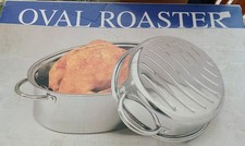 Maitre Chef Rôtissoire ovale en acier inoxydable 10,75"x4,75"x15" avec support et couvercle