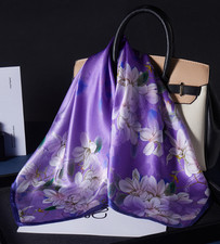 Flower Print 100 Mulberry Silk Shawl Scarf Bandana 70X70cm Neckerchief wrap new