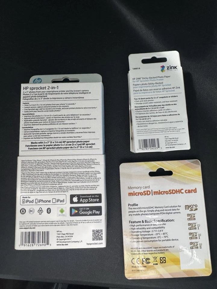 HP Sprocket 2 in 1 Printer and Instant Camera Black 2fb97a Bundle - Image 2 of 2