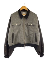 GIDEAL. Tweed double zip-up blouson 3 wool G41-JK002BK3