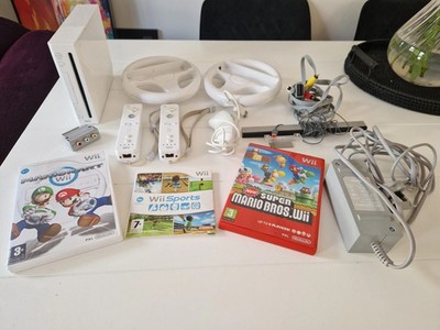 nintendo wii konsole konvolut mit mario kart, wii sports und super mario bros!!