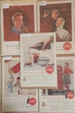 Lot of 5 COCA-COLA National Geographic 1950'S Full Back Page COKE Ads 