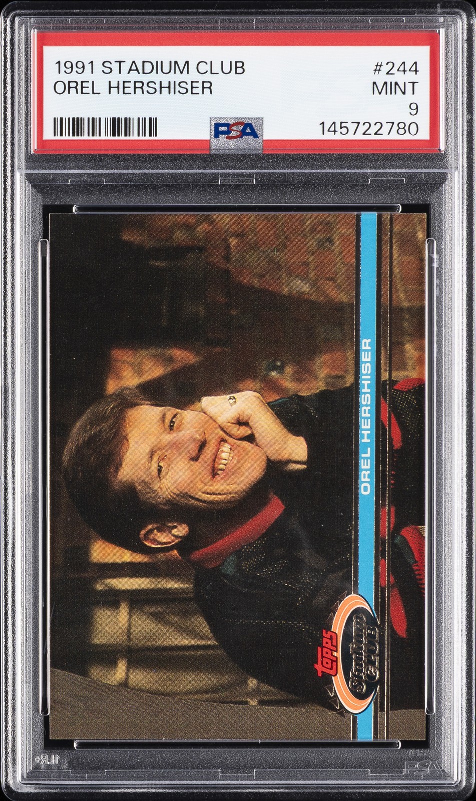 1991 STADIUM CLUB #244 OREL HERSHISER PSA 9