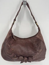 VTG 90s YK2 Wilson's Leather Brown Tooled Leather Shoulder Bag Handbag Purse