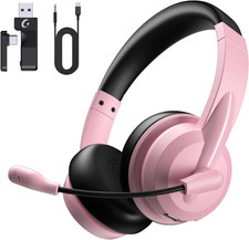Wireless Headset with Mic for Work with AI Noise Cancelling Mic for Clear Calls,