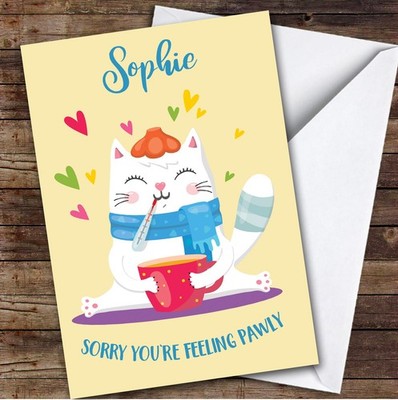 Personalisierte Karte Get Well Soon für alle Katzenpfote