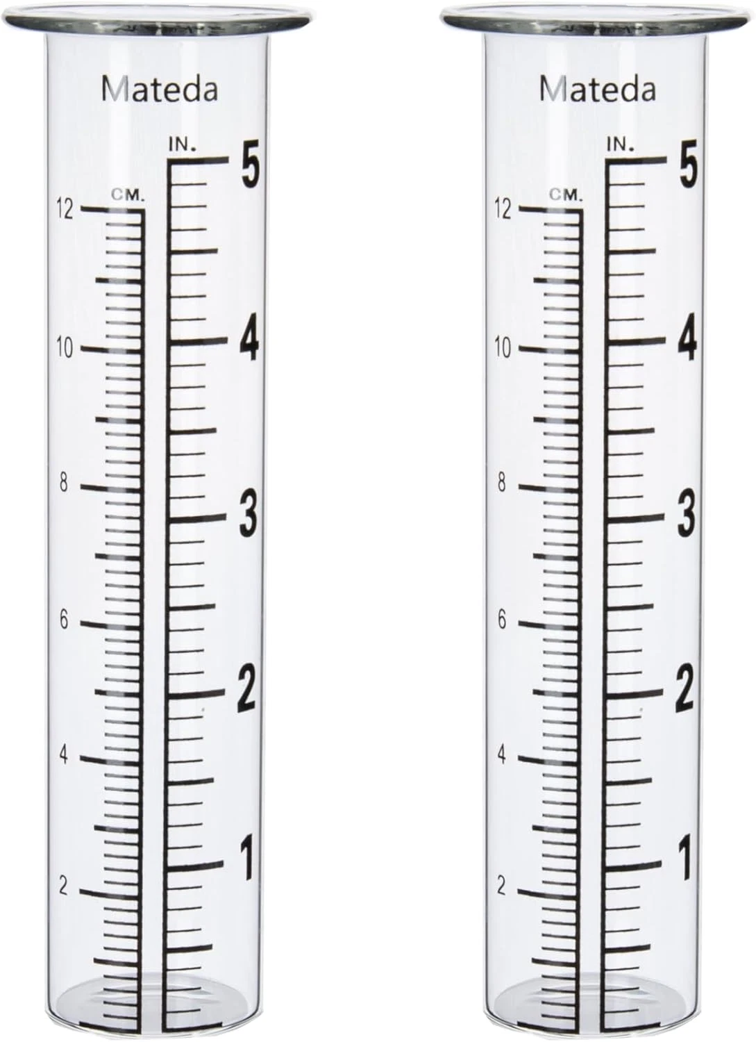 5" Capacity Rain Gauge Glass Tube, Lip Design, Great for Yard Garden Outdoor Ho
