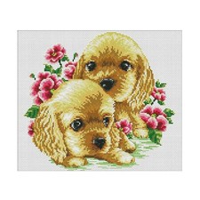 Handmade Ribbon Stickerei Schöne Hund Malerei Kit Kreuzstich DIY