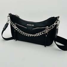 Madden NYC MNY-525 Black Crossbody Bag, 3-Way Wear, Detachable Chain Strap