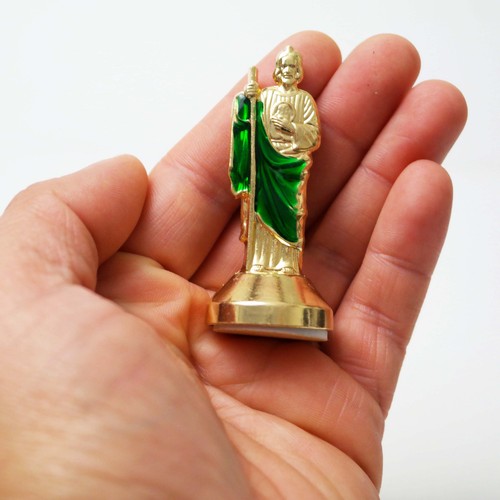 St Jude Thaddeus Car Dashboard Figure Statue Gold Tone Catholic Gift San Judas - Picture 6 of 6