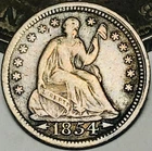 1854 Seated Liberty Half Dime 5C Arrows Ungraded 90% Silver US Coin CC30294