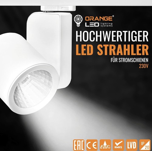 ORANGE LED 3-Phasen Schienen Deckenstrahler - OR-801 LED Spot weiß - 30W - Bild 2 von 3