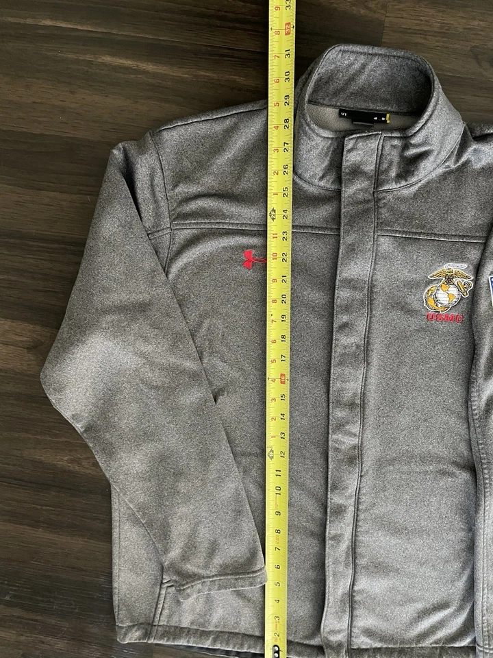 Chaqueta Under Armour USMC Marines Para Hombre XL Cremallera Completa Gris Forrada de Vellón Foto 4 de 4