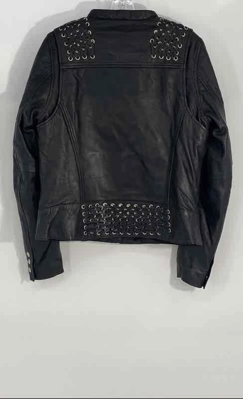 First Classics Womens Black Long Sleeve Full-Zip Motorcycle Jacket Size Large - Image 2 of 4