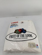 Vtg Fruit of The Loom 3-Pack Men V-Neck T-Shirt Large Undershirt 1984 USA NOS