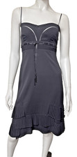 Little Black Dress Cocktail SZ 4 Sweetheart Illusion Bust Mesh Beaded Silk Pleat