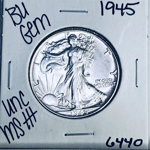 1945 BU GEM LIBERTY WALKING SILVER HALF UNC MS+++ U.S. MINT RARE COIN 6440