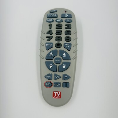 TV Guide TVG1307 Remote Control 3 Device Gray Genuine Factory - Elderly Friendly