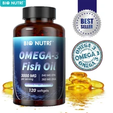 Triple Strength Omega 3 Fish Oil 2400 mg Softgels, Nature's Fish Oil Supplements