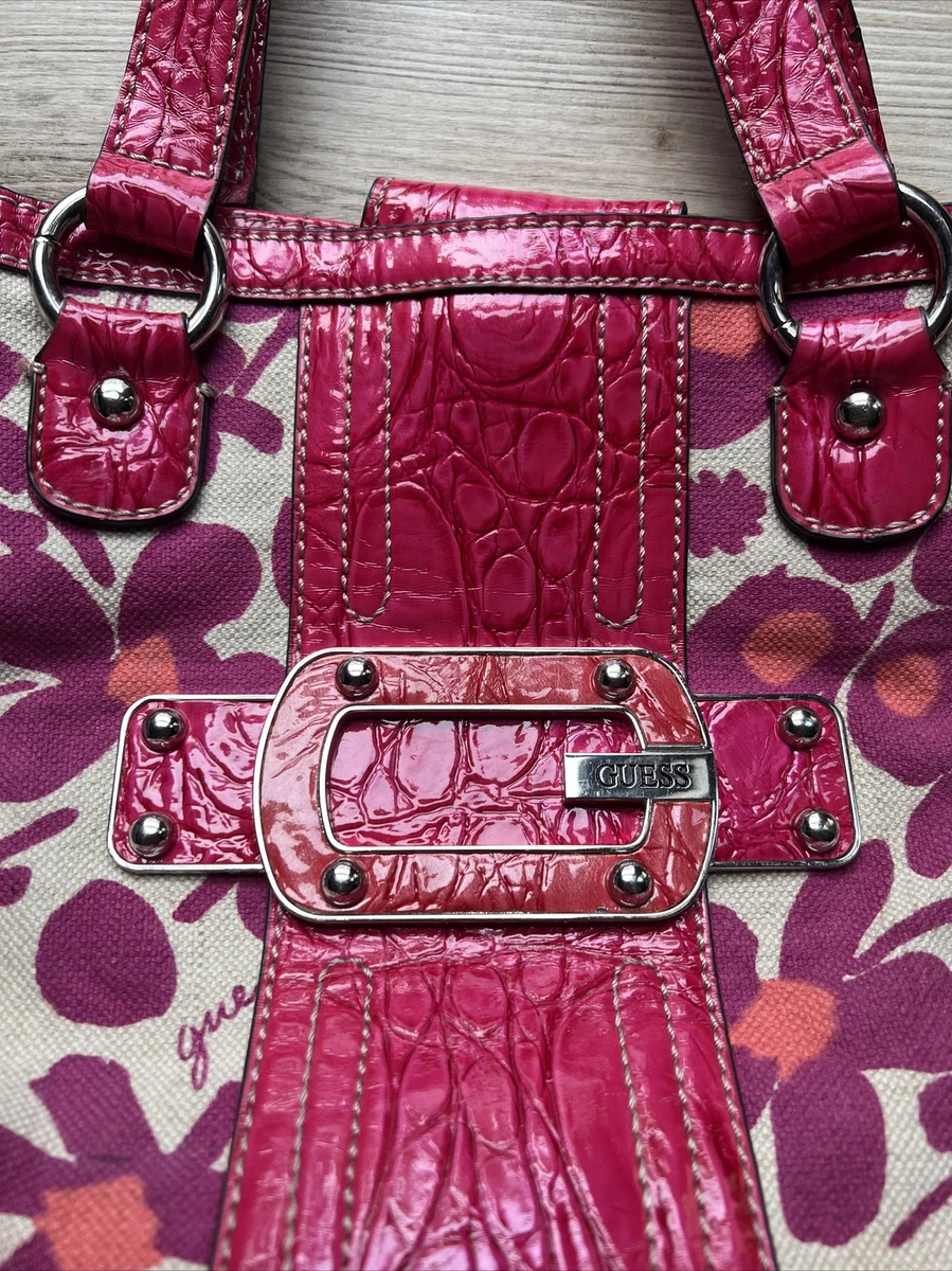 Guess Purple Leather Handbag in Red