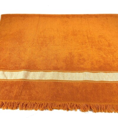 HERMES Paris Cotton Beach Towel Bath Mat Towel Fringe Orange 85.5