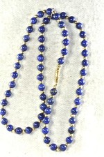CONTEMPORARY EW 14K GOLD LAPIS BEADS NECKLACE 20 INCH