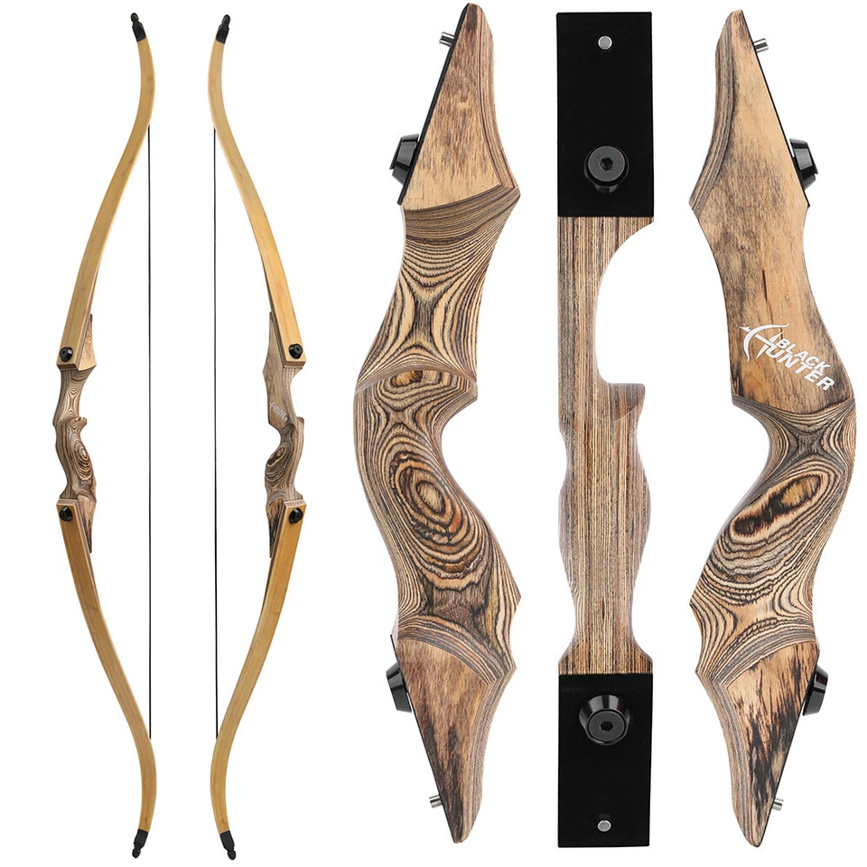 20-60lbs Archery Recurve Bow Arrow Kit 60" Takedown Wooden Handle Shooting Hunt - Image 2 of 4
