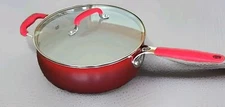 Pioneer Woman ~ Ceramic ~ Nonstick ~ OMBRE RED ~ 4.5 Quart ~ Saute Pan with Lid
