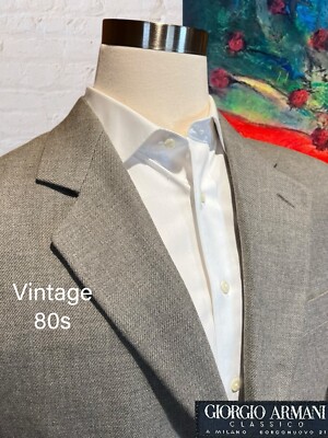 Vintage 80's Giorgio Armani Classico 42R Beige Gray Nailhead