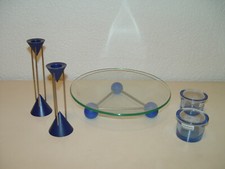 Konvolut Deko Teller m. Untersatz (Leonardo) 2 x Kerzenständer 2 x Teelichtglas 