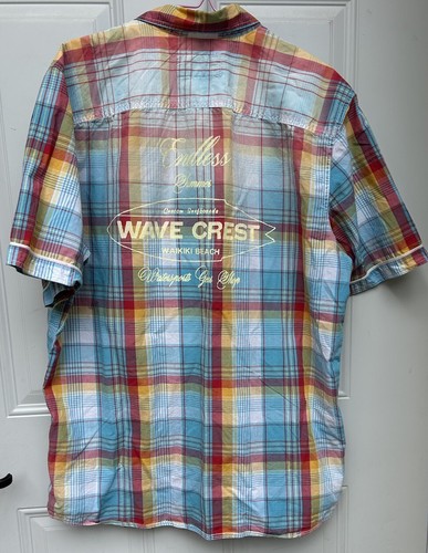 Camisa Buffalo David Bitton Para Hombres XL Algodón a Cuadros Manga Corta “Cresta Ondulada” - Imagen 12 de 12