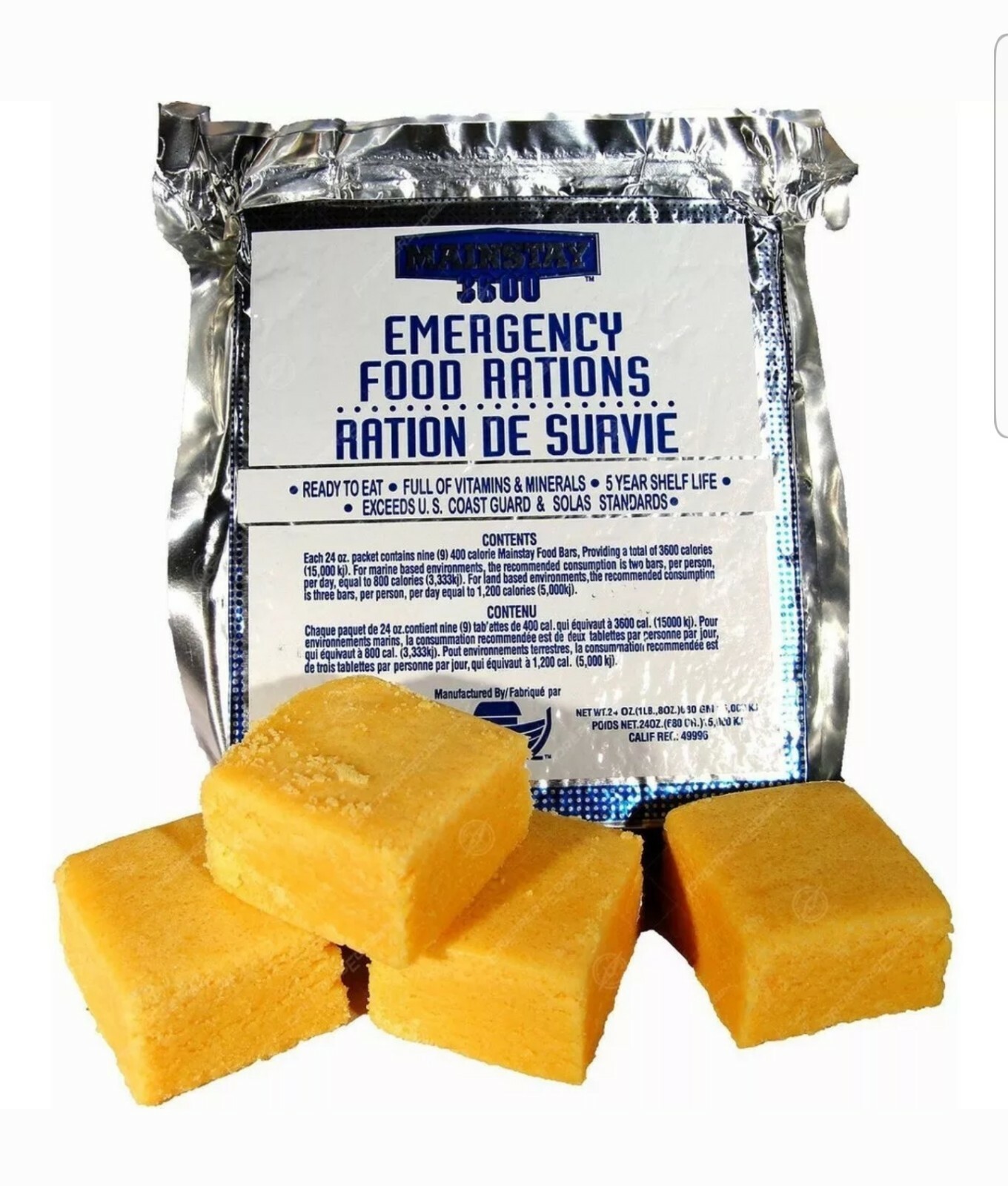 Mainstay Emergency Food Rations 3600 Calorie Bars Single Pk Expires 08/