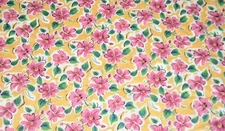 Signature Classics Oakhurst Pink Flowers on Yellow Cotton Fabric 42" x 2-1/2 YDS