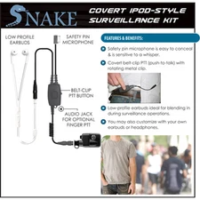 Earphone Connection Q-Release SNAKE Ipod-Style Earpiece for Harris / Macom MRK