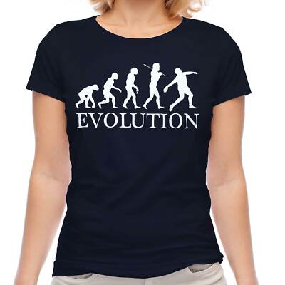 DISKUS EVOLUTION OF MAN DAMEN T-SHIRT TEE TOP GESCHENK LEICHTATHLETIK SPORTLER