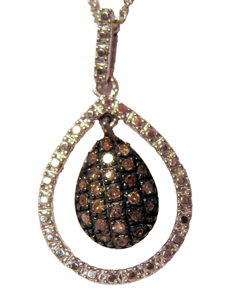 .25 CT Champagne Color Diamond Pendant -  Tear Drop Cut Out - Image 3 of 4