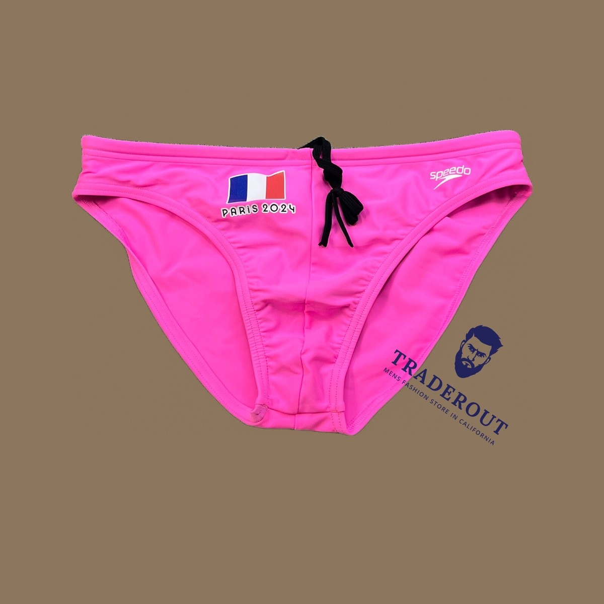 H.E.Arts France Flag custom print Speedo Men Paparazzi pink