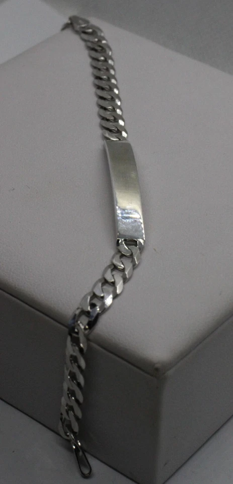 BRACCIALE GRUMETTA TARGA ARGENTO RODIATO PESANTE UOMO  Cm 21 gr 17.7  EXPLOIT - Immagine 2 di 4
