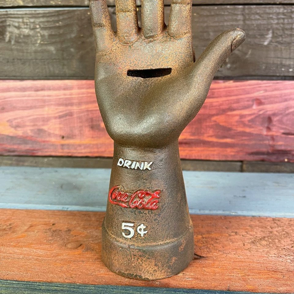 Coca-Cola Cast Iron Hand With Oval Base Coca-Cola Tag And Antique Finish - Image 3 of 4