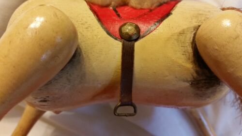 Vintage Enesco 1980 Wooden Rocking Horse with music box and Bear Rider - Picture 10 of 12