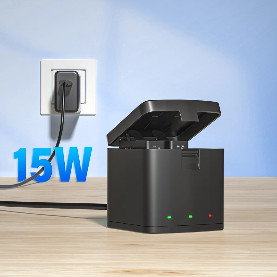 Paquete de 3 baterías y estación de carga de 3 canales para cámara GoPro Hero 13 negra nueva Foto 3 de 4