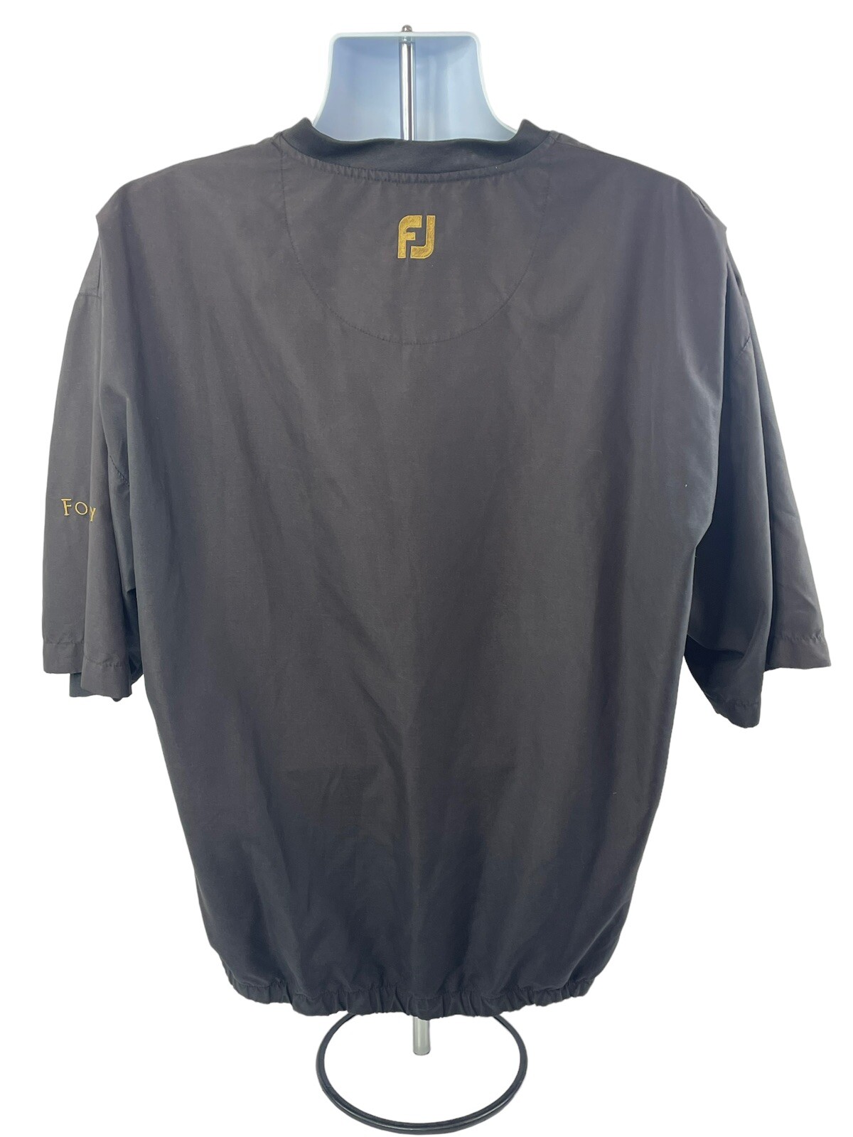 Footjoy Windshirt Shirt Mens Large Black V-Neck Pullover Golf 3/4 Sleeve