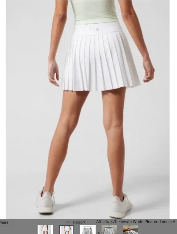 ATHLETA Levitate Skort Medium White Tennis Skirt w/ Shorts Pleated