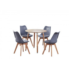 80CM Round Dining Table and 4 Jamie Tulip Style Chairs Table Set